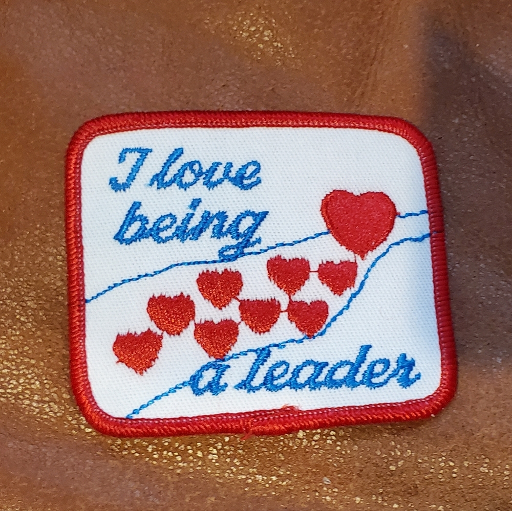 3 inch Girl Scout Boy Scout I Love Being a Leader Heart Patch